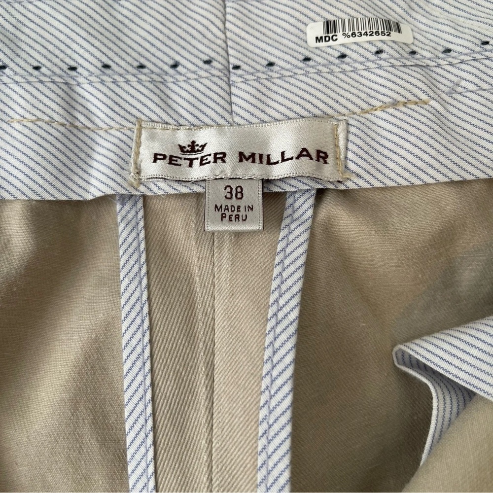 Peter Millar Pants Beige Chinos Flat Front Pima Cotton Ankle 38x32 - Picture 2 of 7